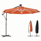 3 m Cantilever Parasol with Solar LED Light, Cover & 360° Rotation, Orange