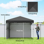 10' x 10' Pop Up Canopy Tent with Sidewalls and Roller Bag, Black