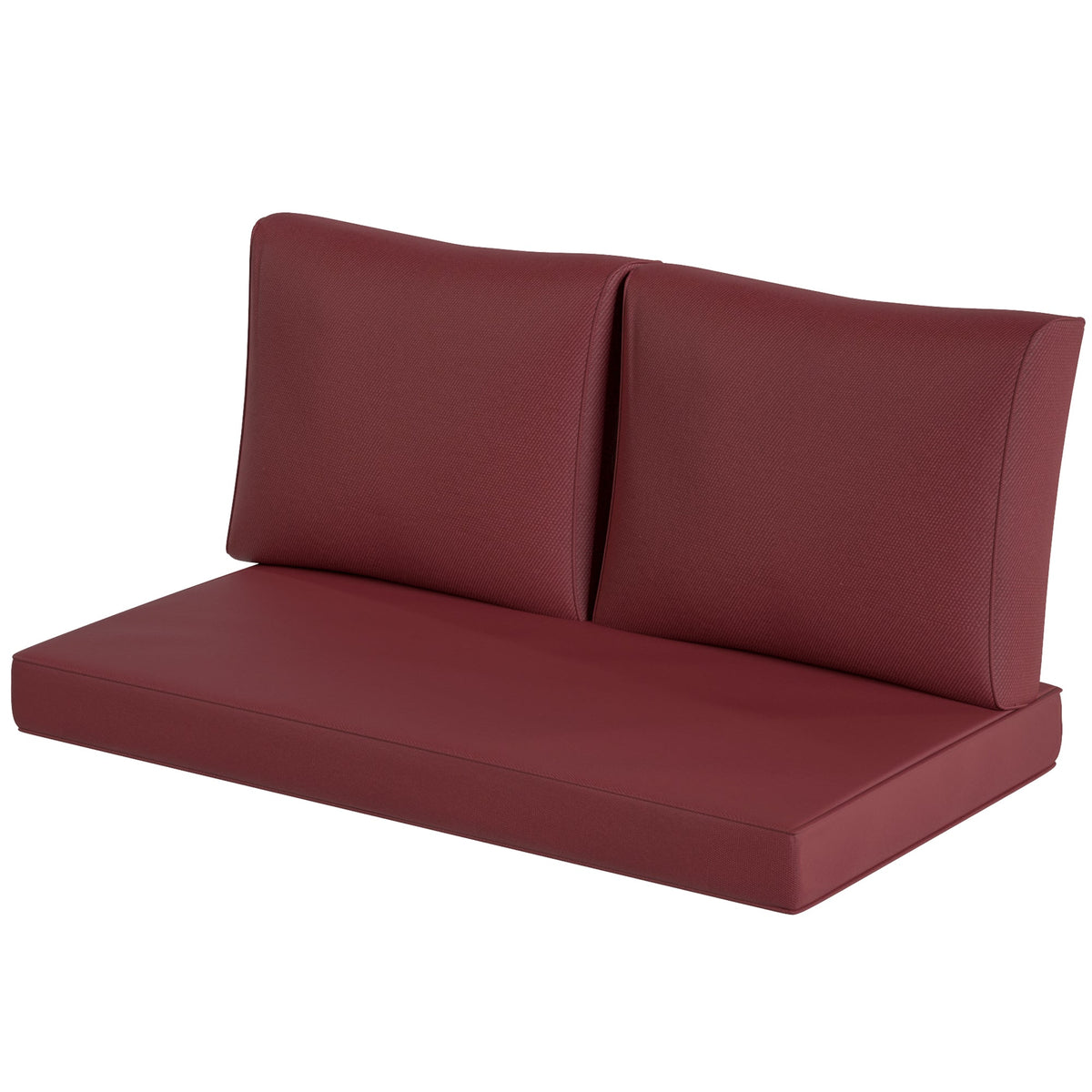 2 Seater Outdoor Seat Cushions with Backrest, Wine Red