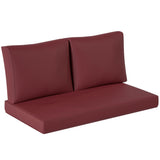 2 Seater Outdoor Seat Cushions with Backrest, Wine Red