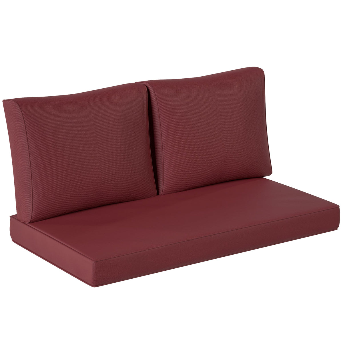 2 Seater Outdoor Seat Cushions with Backrest, Wine Red