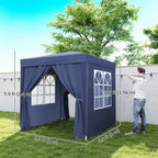 6.6' x 6.6' Pop-Up Canopy Tent with Removable Sidewalls and Carry Bag, Blue