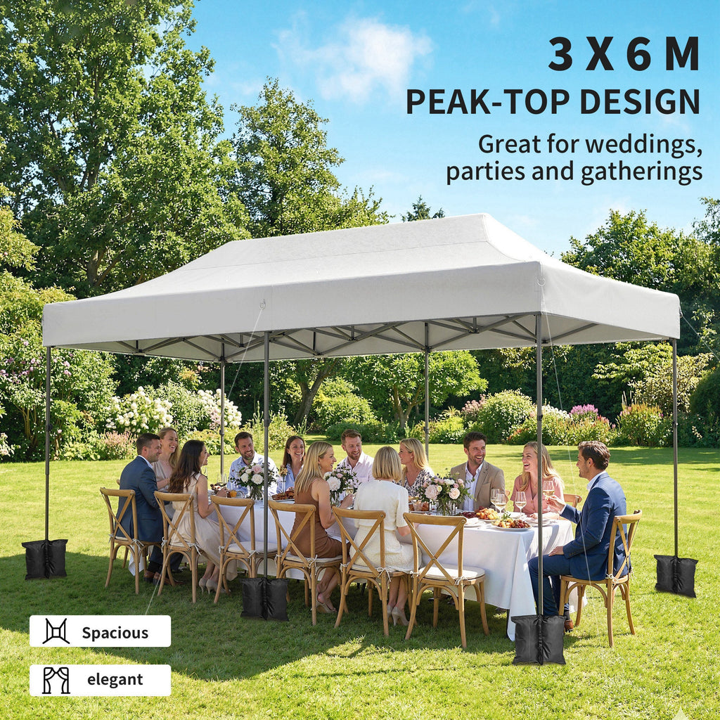 10' x 20' Pop Up Canopy Tent with Wheeled Carry Bag, White