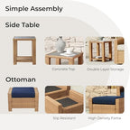 CHITA 5 Pieces Wicker Patio Furniture Set, Outdoor Conversation Set with 2 Pieces Rattan Swivel Chairs, 2 Pieces Ottomans, Thickened Cushions and Side Table