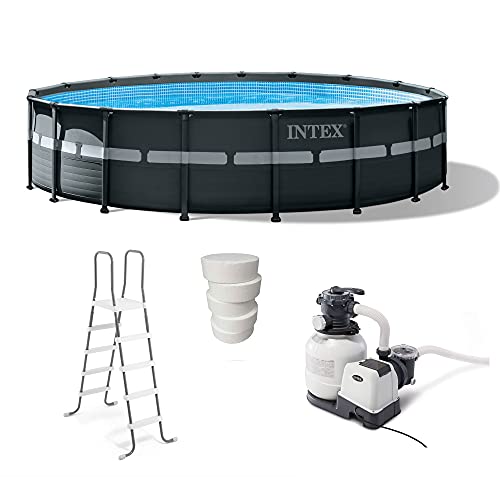 18ft x 52in Round Above Ground Pool Set with Sand Filter Pump, Ladder & Cover