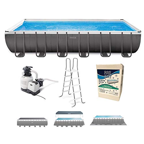 24ft x 12ft x 52in Rectangular Above Ground Swimming Pool Set with Pump, Ladder & Winterizing Kit