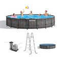 18ft x 48in Steel Frame Above Ground Pool Set with Cover, Ladder & Pump
