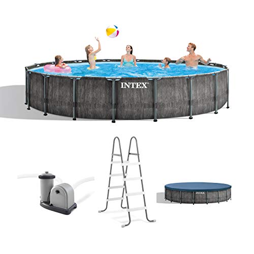 18ft x 48in Steel Frame Above Ground Pool Set with Cover, Ladder & Pump