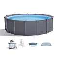 15.6ft x 49in Above Ground Swimming Pool Set with Sand Filter Pump & Ladder