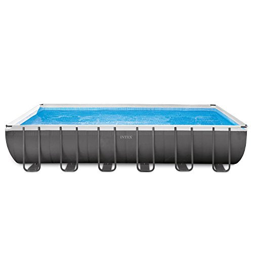 24ft x 12ft x 52in Rectangular Above Ground Pool Set with Sand Filter Pump, Ladder & Cover