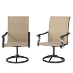 2-Piece Outdoor Patio Swivel Chairs, Brown