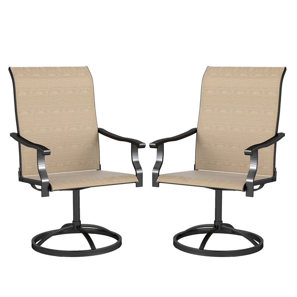 2-Piece Outdoor Patio Swivel Chairs, Brown