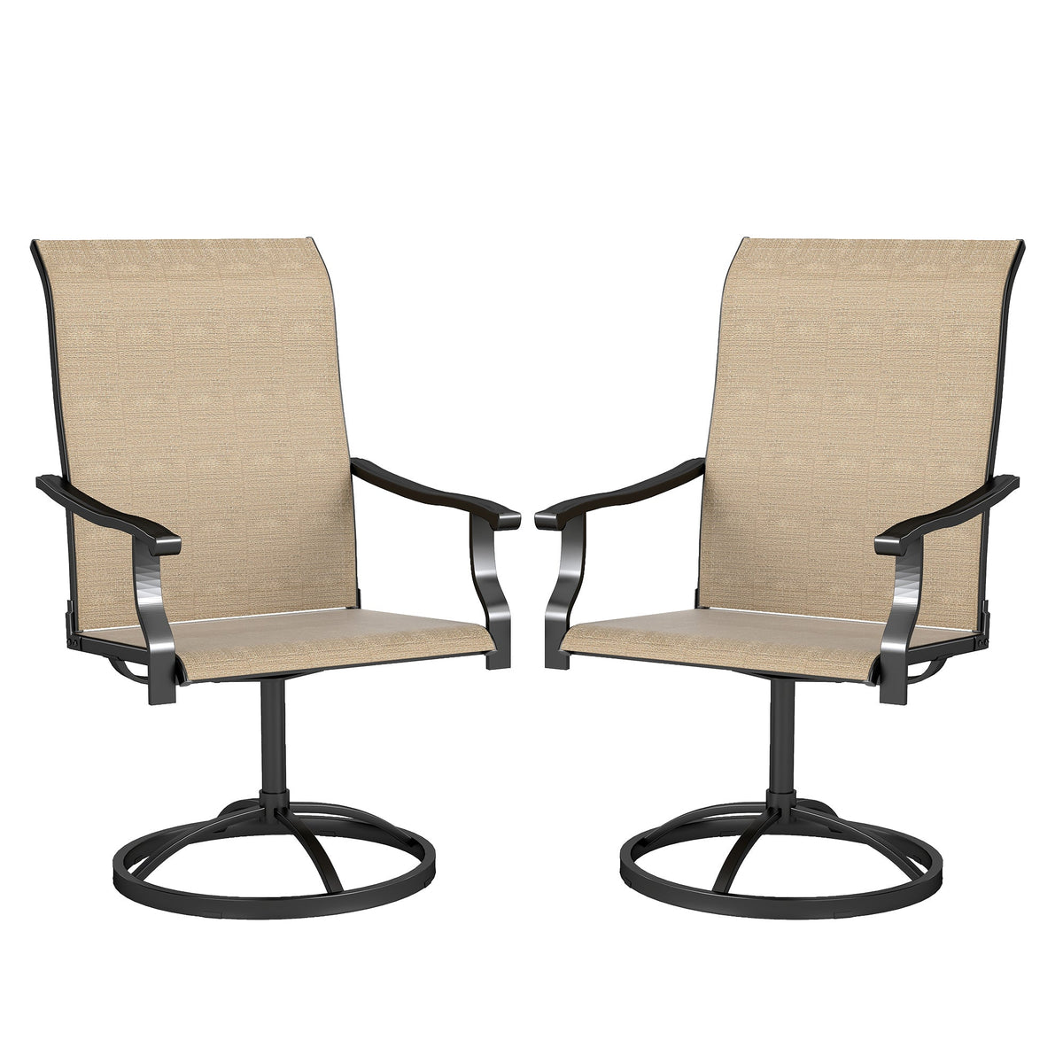 2-Piece Outdoor Patio Swivel Chairs, Brown