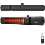 2000W Infrared Wall-Mount Heater with APP, Touch & Remote, IP65, 9 Levels, Black