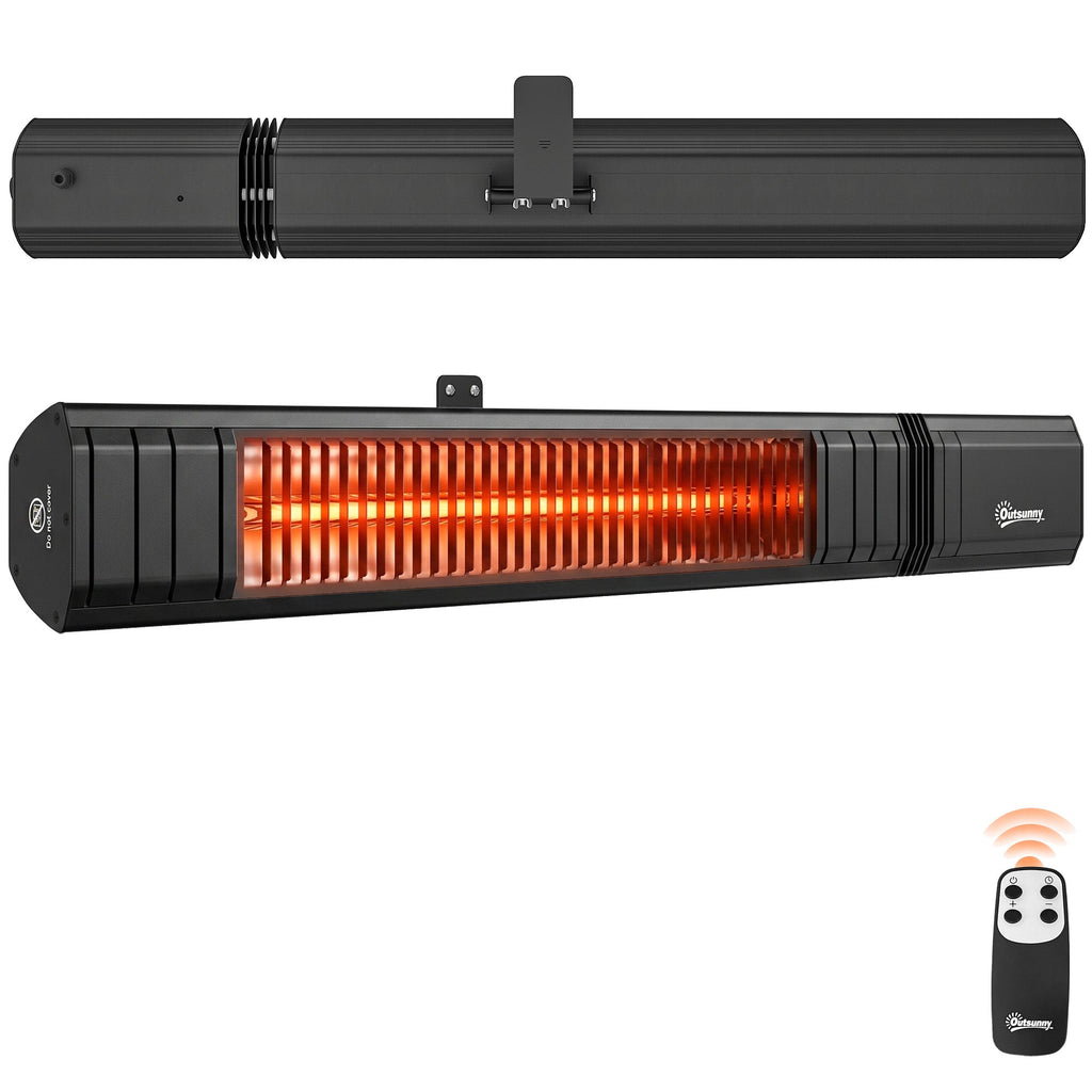 2000W Infrared Wall-Mount Heater with APP, Touch & Remote, IP65, 9 Levels, Black