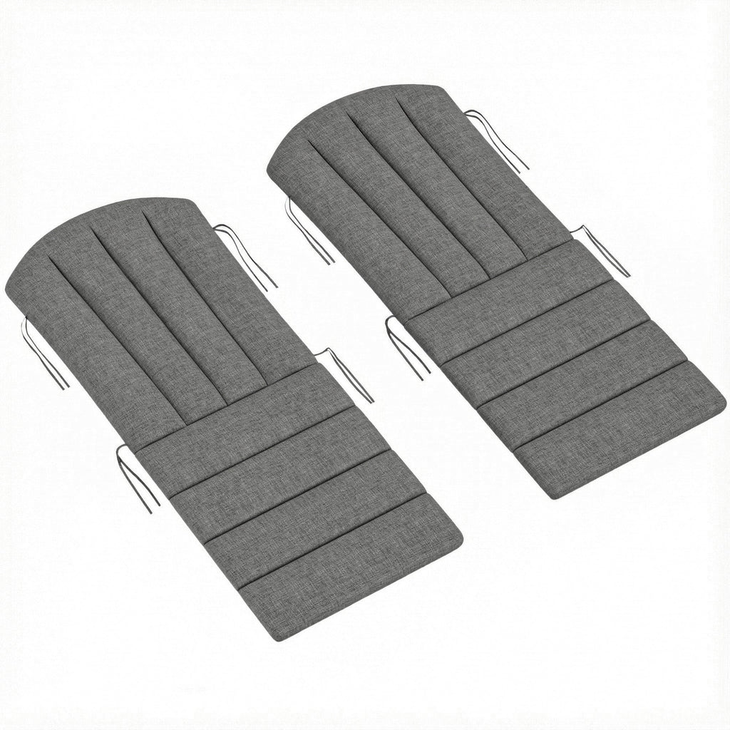 2-Piece Adirondack Chair Cushion Set with Ties, Outdoor Seat Cushions Dark Grey