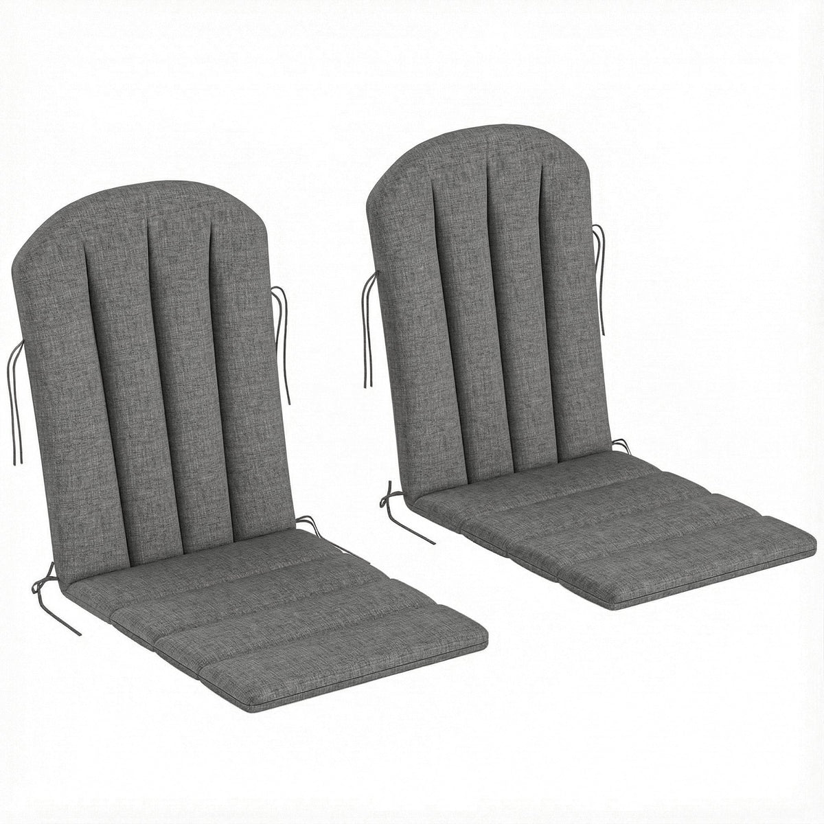 2-Piece Adirondack Chair Cushion Set with Ties, Outdoor Seat Cushions Dark Grey