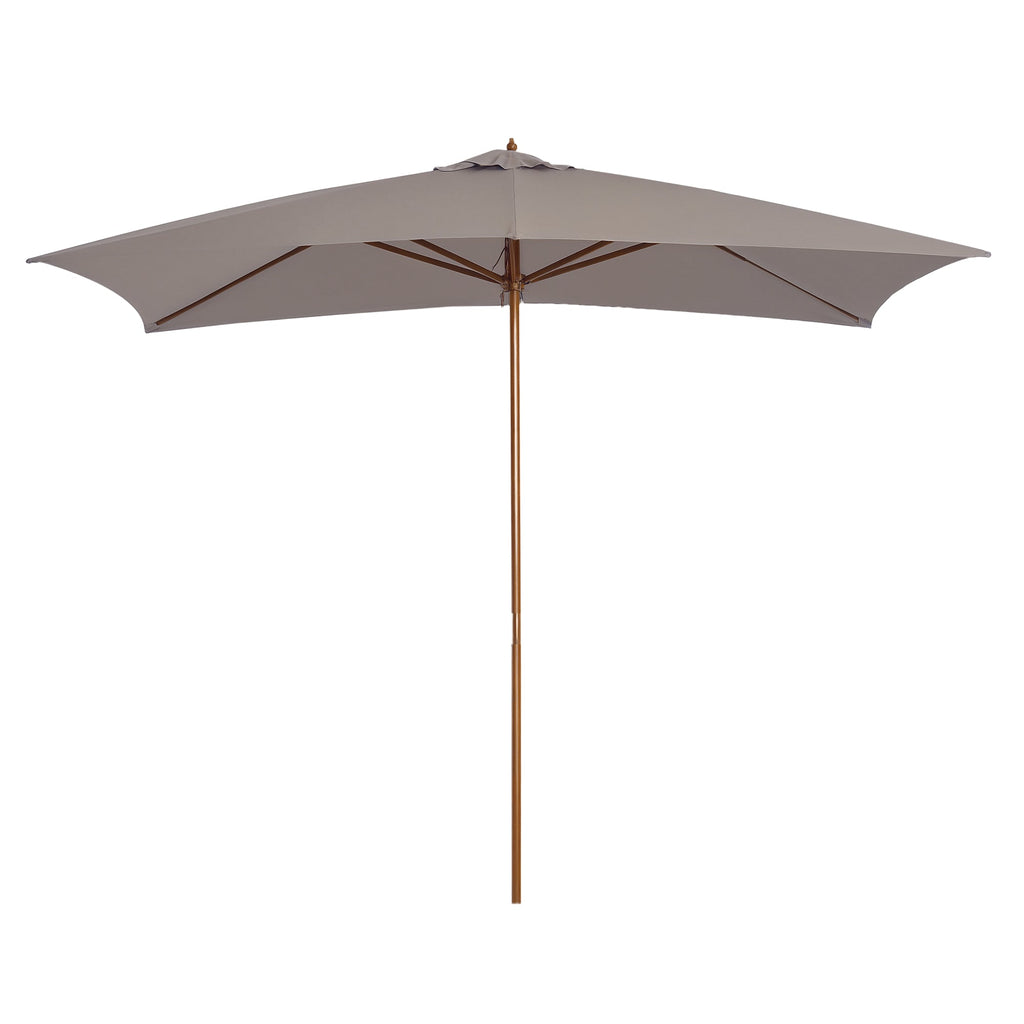 7' x 10' Wooden Patio Umbrella with Top Vent, Grey
