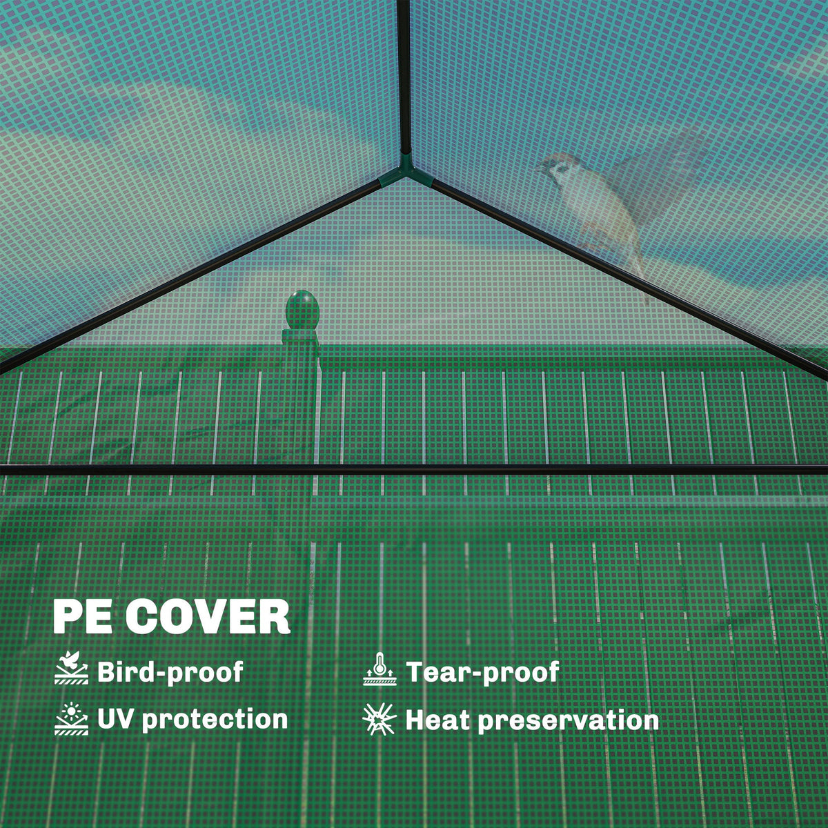 56" x 56" x 75" Raised Garden Bed Greenhouse with PE Cover, Green