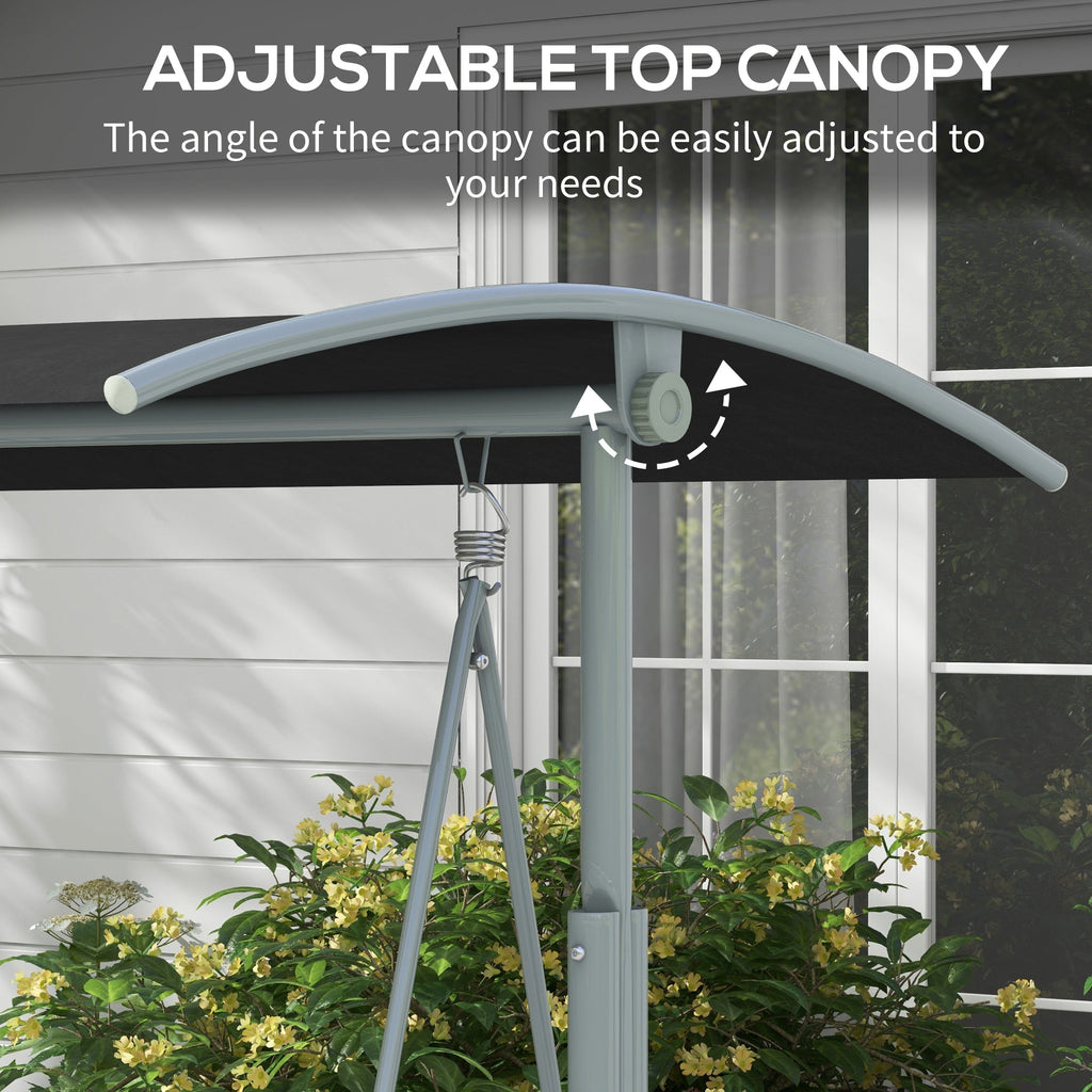2 Person Porch Swing with Adjustable Canopy, Table and Storage Bag, Black
