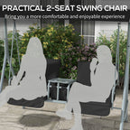 2 Person Porch Swing with Adjustable Canopy, Table and Storage Bag, Black