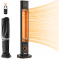 2000 W IR Patio Heater with Cover, Wall or Freestanding, Knob & Remote, Black
