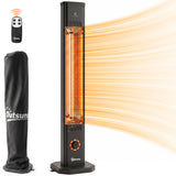 2000 W IR Patio Heater with Cover, Wall or Freestanding, Knob & Remote, Black
