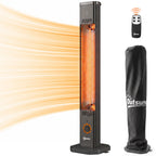 2000 W IR Patio Heater with Cover, Wall or Freestanding, Knob & Remote, Black
