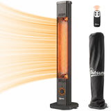 2000 W IR Patio Heater with Cover, Wall or Freestanding, Knob & Remote, Black