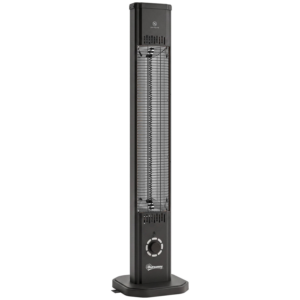 2000 W IR Patio Heater with Cover, Wall or Freestanding, Knob & Remote, Black
