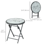 18" Outdoor Round Folding Table with Tempered Glass Top, White
