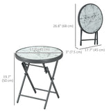 18" Outdoor Round Folding Table with Tempered Glass Top, White