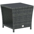 2-Tier PE Rattan Side Table with Storage Shelf, Grey