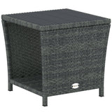 2-Tier PE Rattan Side Table with Storage Shelf, Grey