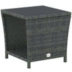 2-Tier PE Rattan Side Table with Storage Shelf, Grey