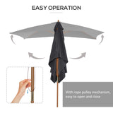 7' x 10' Wooden Patio Umbrella with Top Vent, Dark Grey