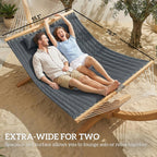 128" x 55" 2-Person Hammock with Pillow, 440 lbs Capacity, Gray