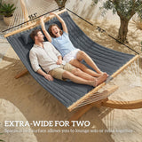 128" x 55" 2-Person Hammock with Pillow, 440 lbs Capacity, Gray