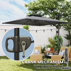 8' x 9' Square Cantilever Patio Umbrella with Fillable Base, Dark Grey