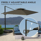 8' x 9' Square Cantilever Patio Umbrella with Fillable Base, Dark Grey
