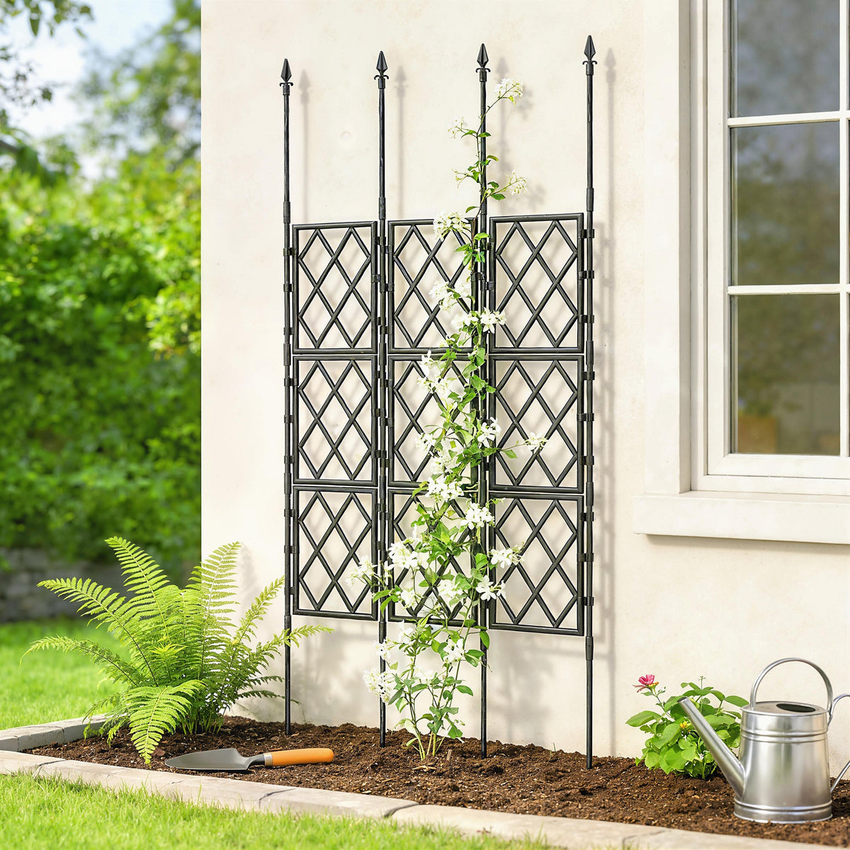 33.5 x 77.6 Inch Foldable Garden Trellis for Climbing Plants, Black