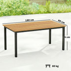 180 x 86 cm Garden Dining Table for 6-8 with Wood Slatted Top, Teak