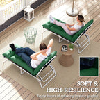 190 x 56 x 10cm Sun Lounger Cushions Set of 2, 220gsm UPF20+ Fabric with 6 Ties, Green
