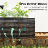 Set of 2 Galvanised Raised Beds with Stakes, 150 x 60 x 30 cm, Dark Grey