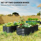 Set of 2 Galvanised Raised Beds with Stakes, 150 x 60 x 30 cm, Dark Grey