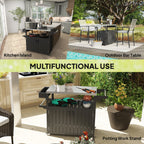 Outdoor Bar Cart with Storage Cabinet, Black