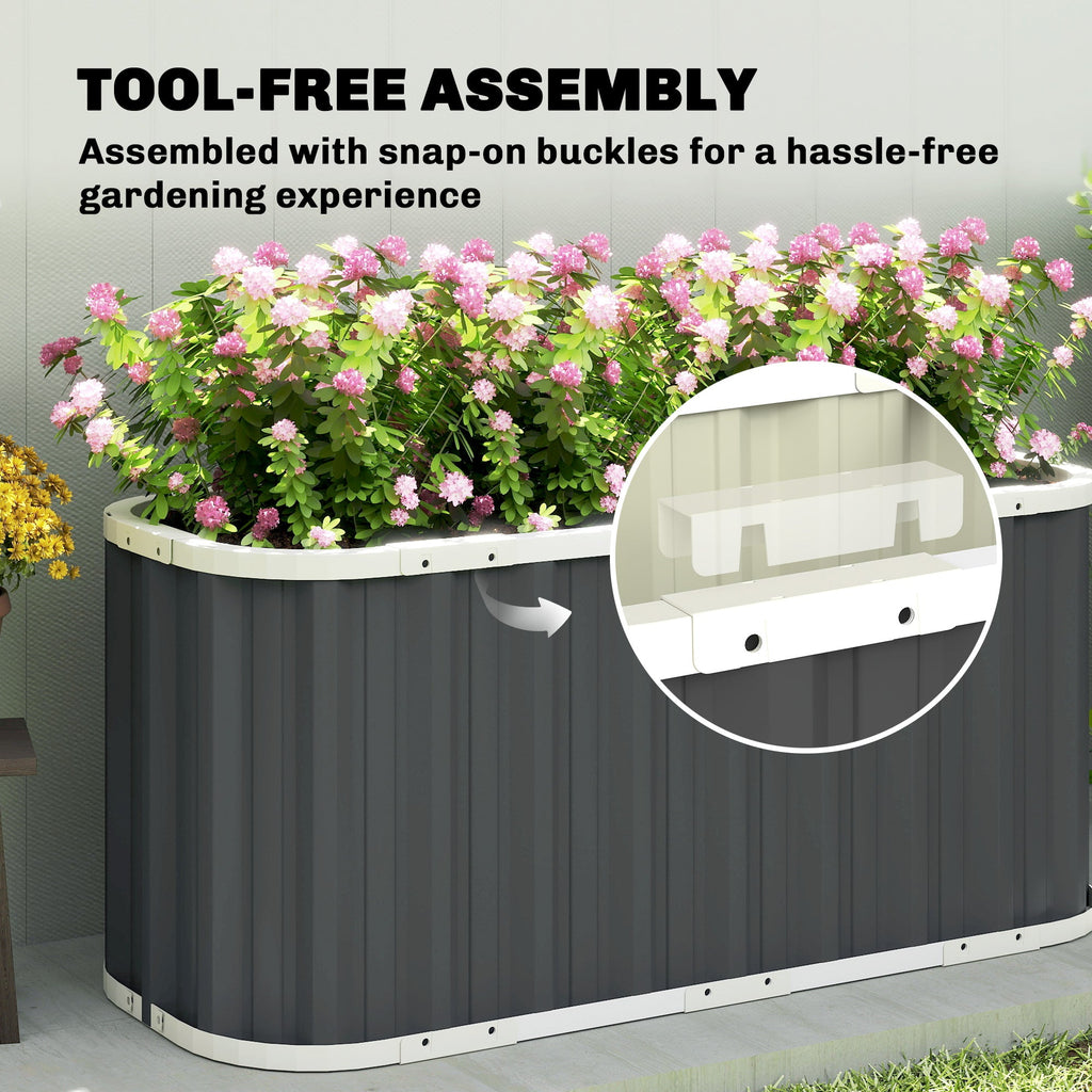 5' x 2' x 2' Galvanized Raised Garden Bed with Gloves, Dark Grey
