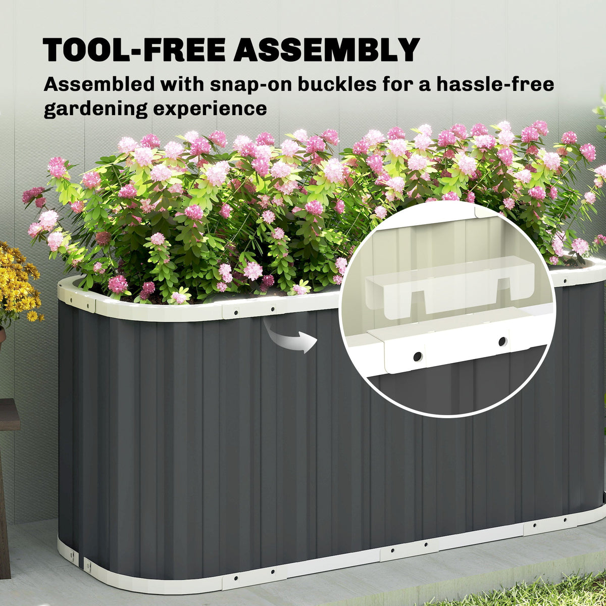 5' x 2' x 2' Galvanized Raised Garden Bed with Gloves, Dark Grey