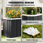 5' x 2' x 2' Galvanized Raised Garden Bed with Gloves, Dark Grey