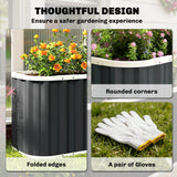 5' x 2' x 2' Galvanized Raised Garden Bed with Gloves, Dark Grey